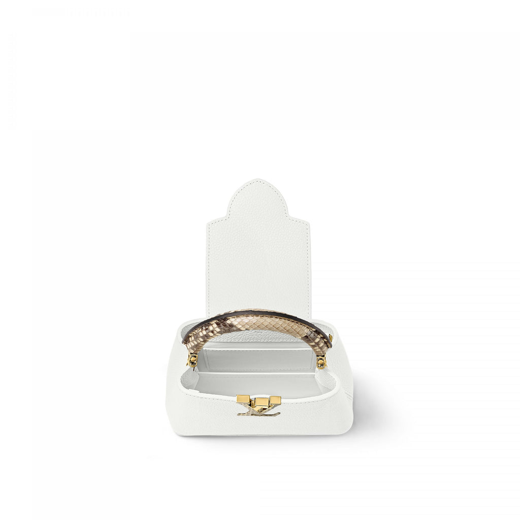 Louis Vuitton N98477 Capucines Mini Python Snow White