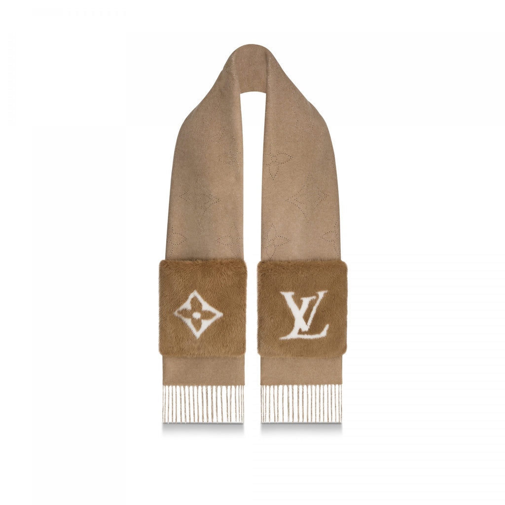 Louis Vuitton M77736 LV Cosy Mink Fur Collection Beige Scarf