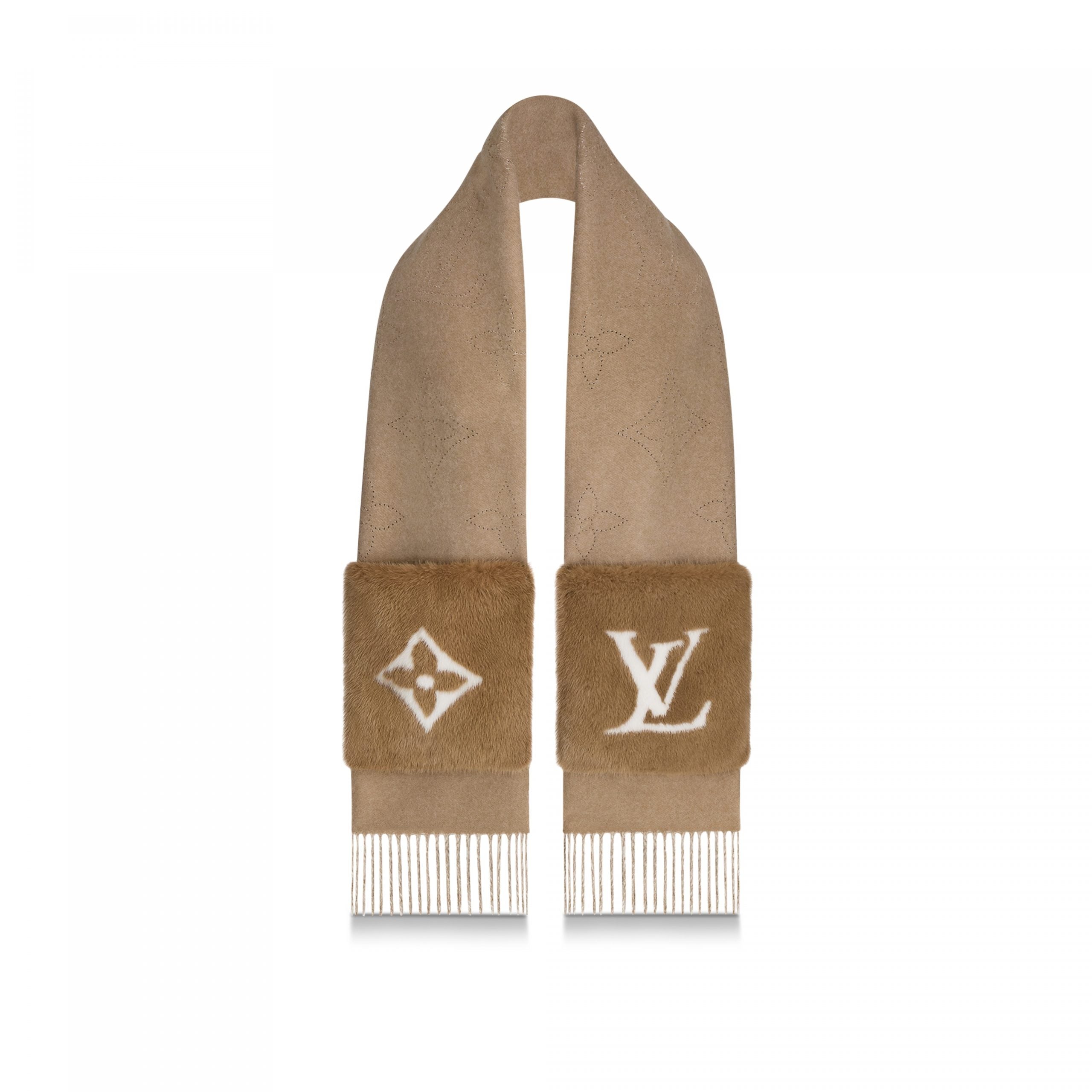 Louis Vuitton M77736 LV Cosy Mink Fur Collection Beige Scarf