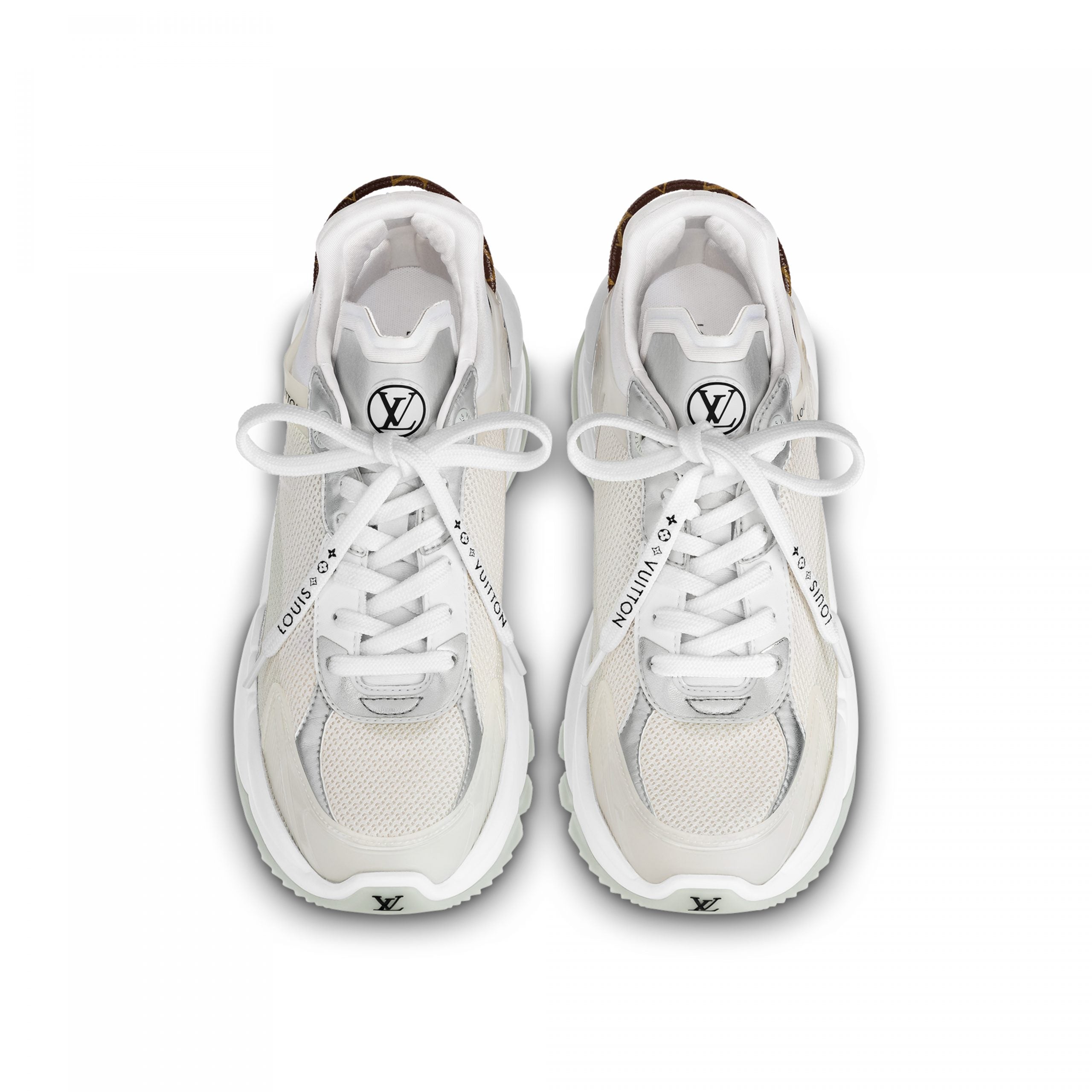Louis Vuitton LV Run 55 Sneaker Monogram Flowers Silver 1AAVGI