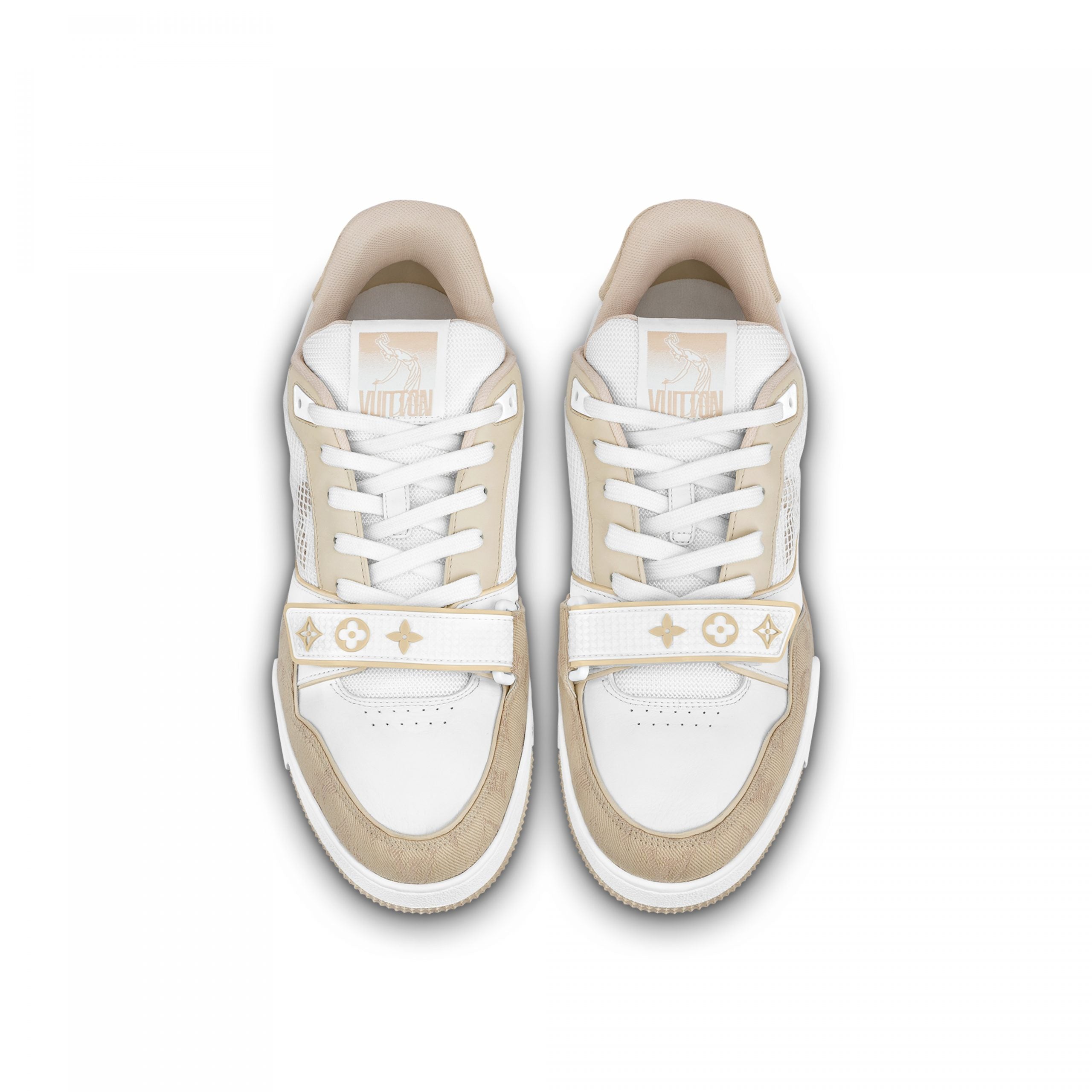 Louis Vuitton LV Trainer Sneaker Velcro strap Monogram denim Beige 1A9ZC0