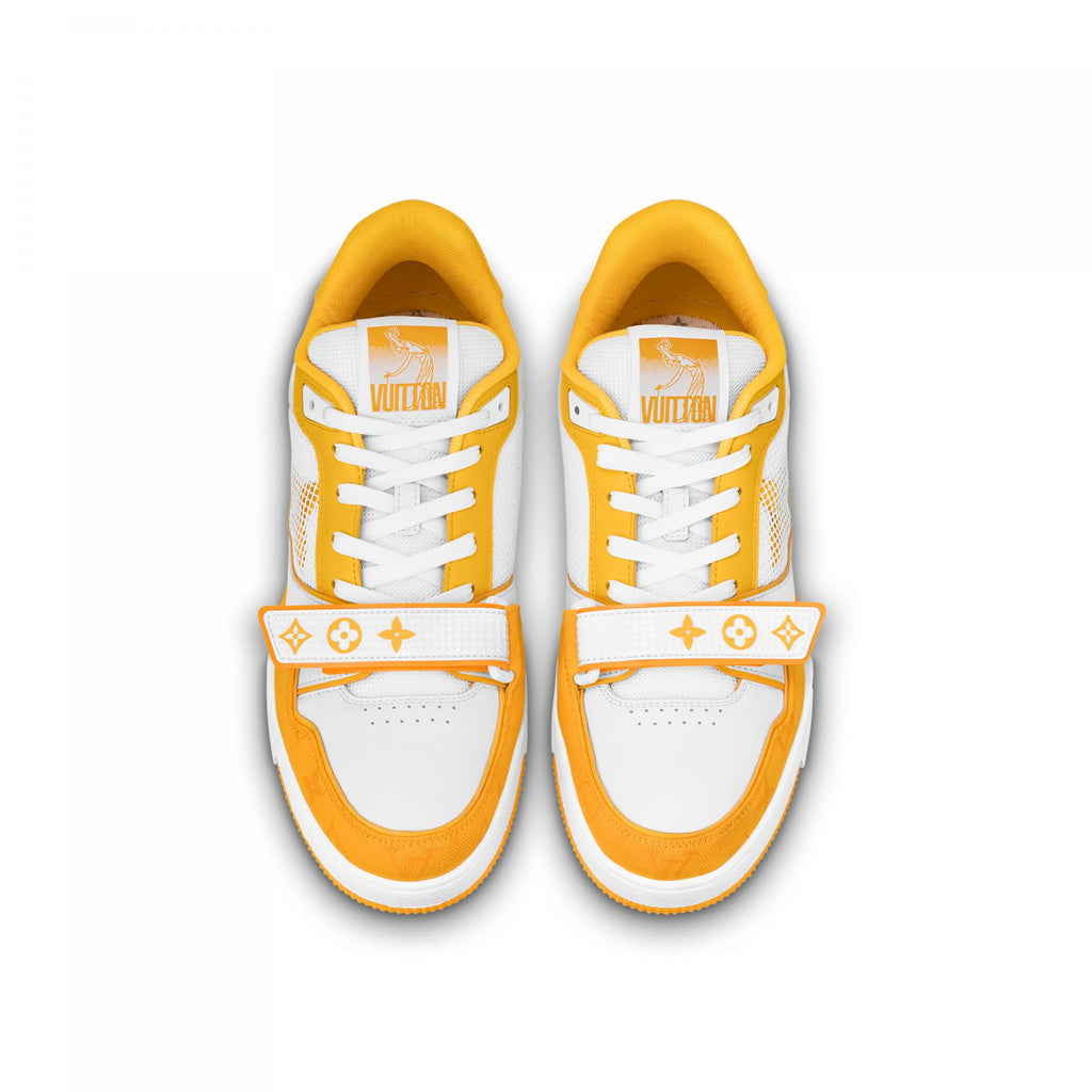 Louis Vuitton LV Trainer Sneaker Velcro strap Monogram denim Yellow 1A9ZD4