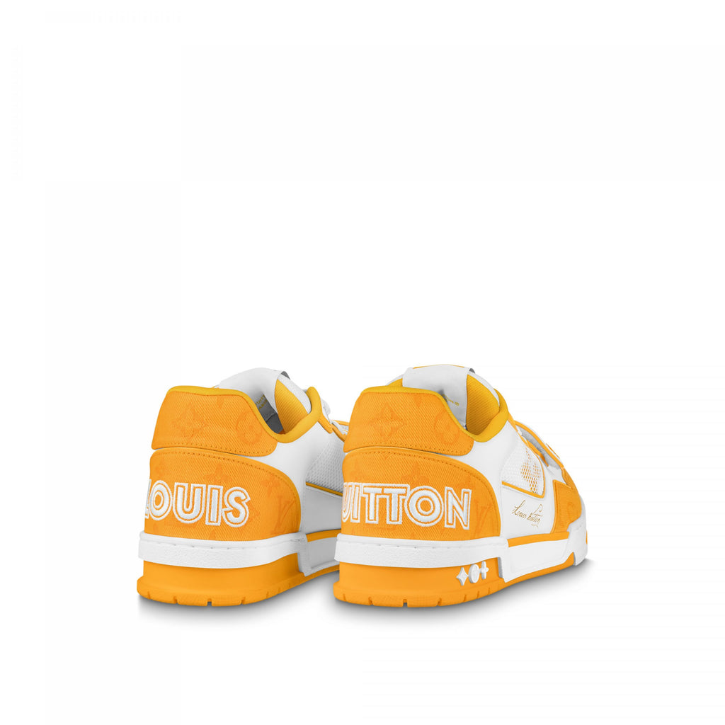 Louis Vuitton LV Trainer Sneaker Velcro strap Monogram denim Yellow 1A9ZD4