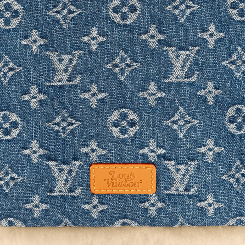 Louis Vuitton MP2703 Blue Shearling Denim Scarf