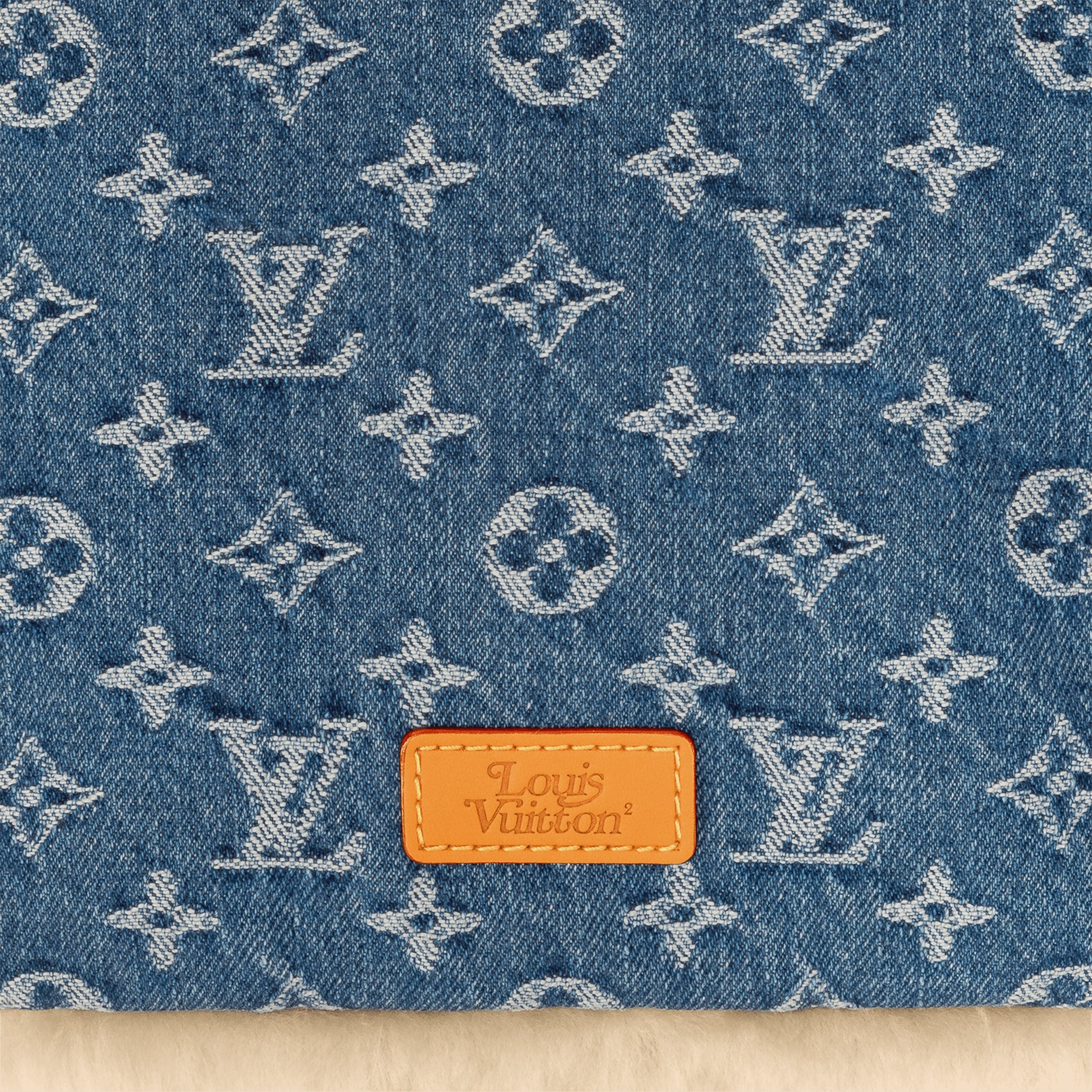 Louis Vuitton MP2703 Blue Shearling Denim Scarf