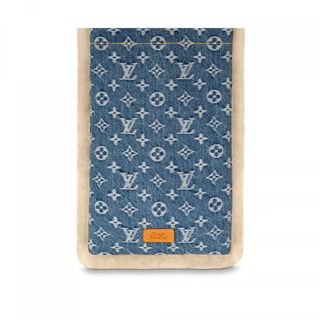 Louis Vuitton MP2703 Blue Shearling Denim Scarf