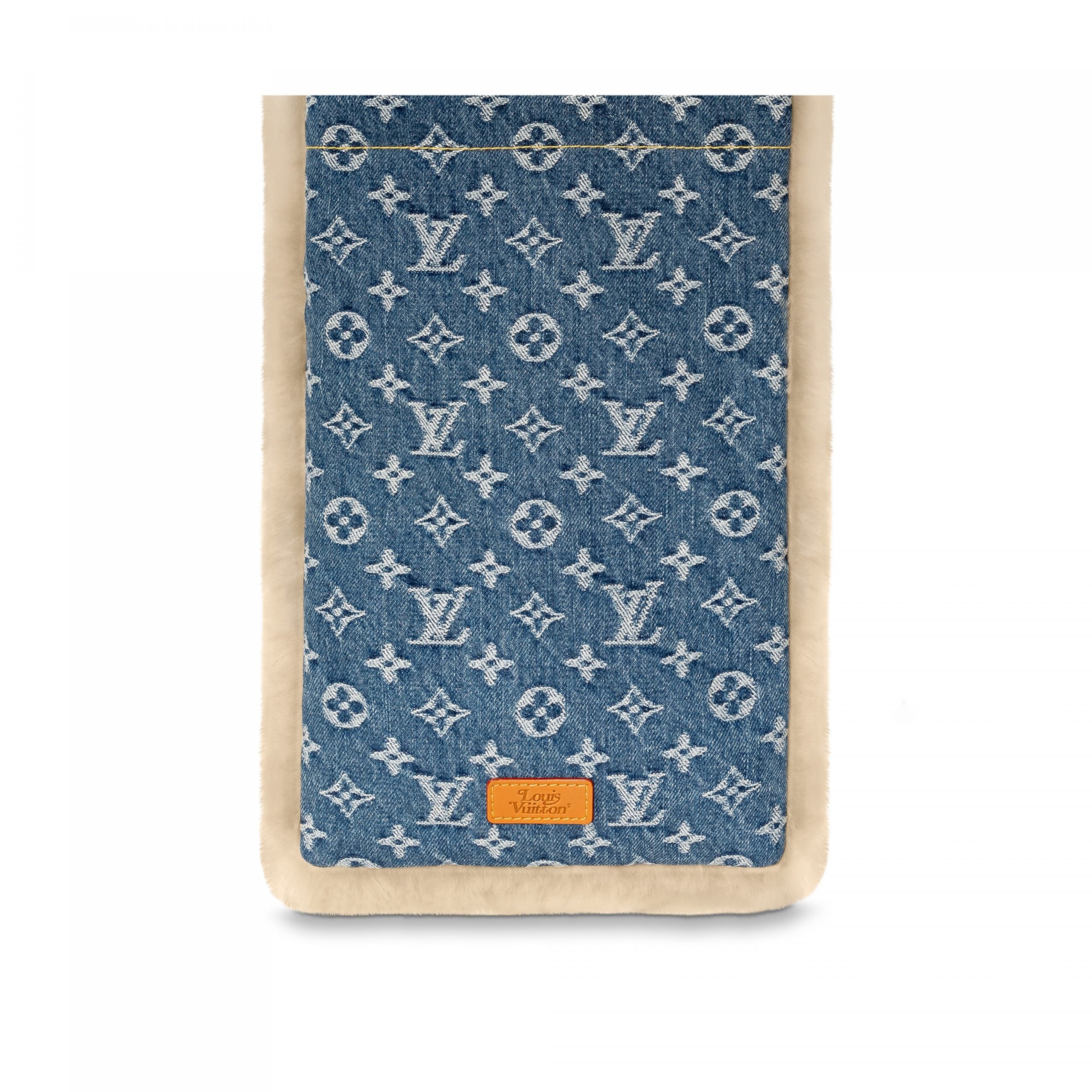 Louis Vuitton MP2703 Blue Shearling Denim Scarf