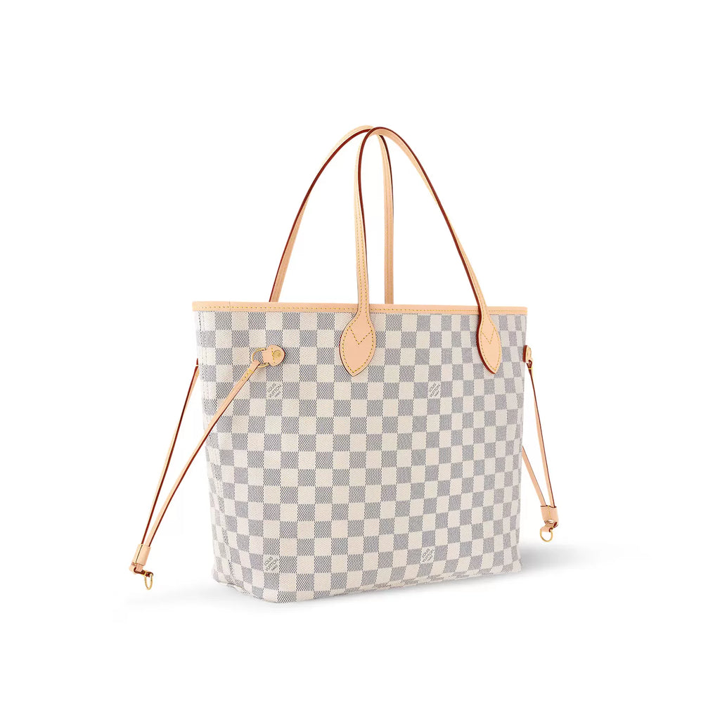 Louis Vuitton N40603 Neverfull MM Rose Ballerine Damier Azur Canvas