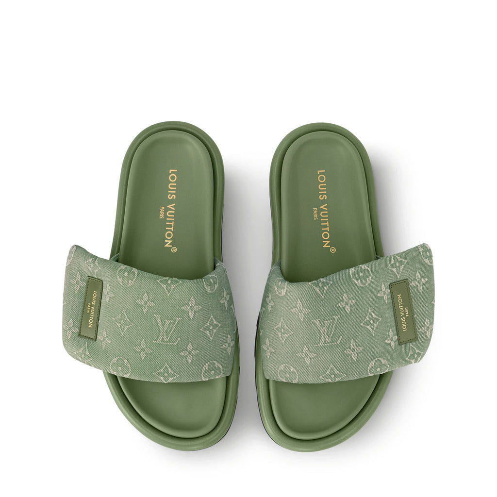 Louis Vuitton 1ACJ0A Pool Pillow Flat Comfort Mule Khaki Green