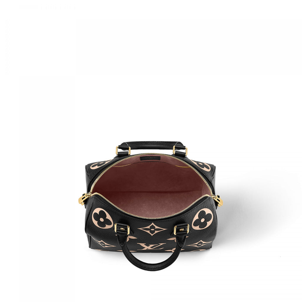 Louis Vuitton M58947 Speedy Bandoulière 25 Bicolor Monogram Empreinte Leather Black Beige