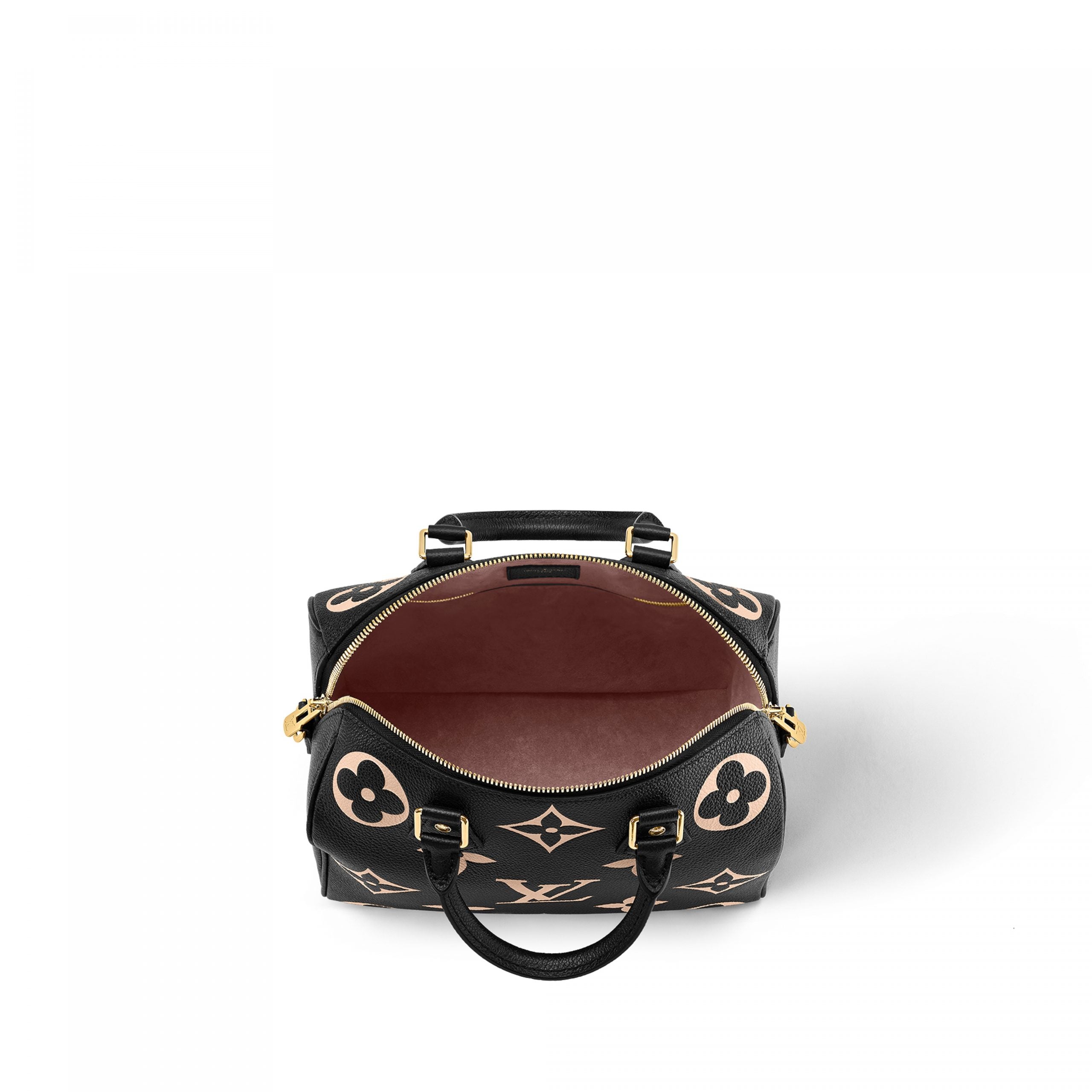 Louis Vuitton M58947 Speedy Bandoulière 25 Bicolor Monogram Empreinte Leather Black Beige